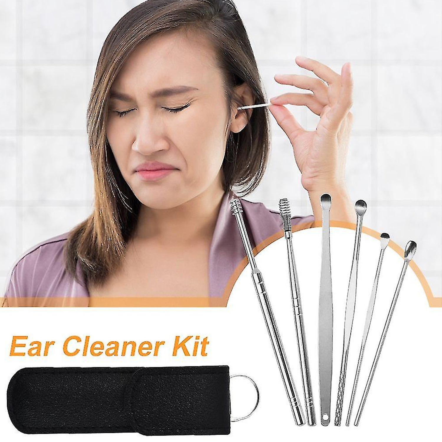 6317 6-in-1 Ear Wax Cleaner- Resuable Ear Cleaning Tools Leather Pouch - Ear Pick Wax Remover Tool Kit with Ear Curette Cleaner and Spring Ear Buds Cleaner Fit in Pocket Great for Traveling DeoDap 6317 6-in-1 Ear Wax Cleaner- Resuable Ear Cleaning Tools Leather Pouch - Ear Pick Wax Remover Tool Kit with Ear Curette Cleaner and Spring Ear Buds Cleaner Fit in Pocket Great for Traveling DeoDap